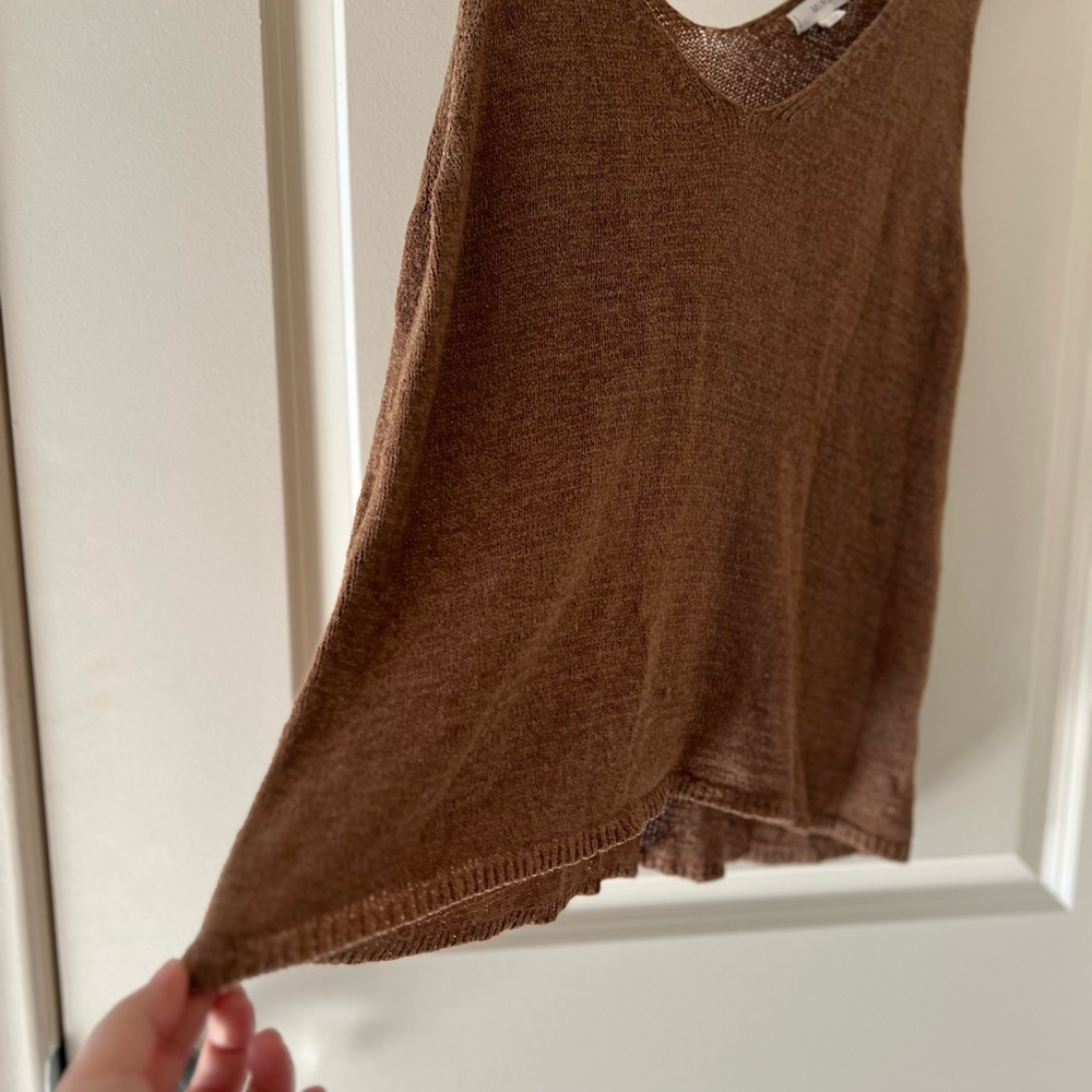 Mine Knit V-Neck Sleeveless Sweater Top Brown Size Large - Picture 3 of 7